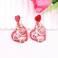 Cute Simple Style Letter Heart Shape Arylic Printing Mother'S Day Women's Drop Earrings 1 Set 1 Pair sku image 3
