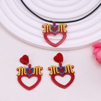 Cute Simple Style Letter Heart Shape Arylic Printing Mother'S Day Women's Drop Earrings 1 Set 1 Pair sku image 9