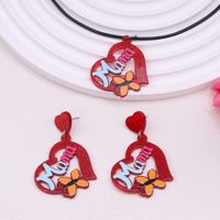 Cute Simple Style Letter Heart Shape Arylic Printing Mother'S Day Women's Drop Earrings 1 Set 1 Pair sku image 7