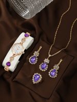 Glam Shiny Water Droplets Heart Shape Jewelry Buckle Quartz Women's Watches sku image 6