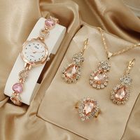 Glam Shiny Water Droplets Heart Shape Jewelry Buckle Quartz Women's Watches main image 1