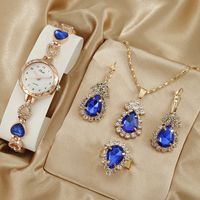 Glam Shiny Water Droplets Heart Shape Jewelry Buckle Quartz Women's Watches sku image 5