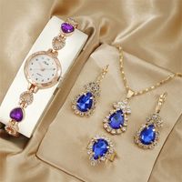 Glam Shiny Water Droplets Heart Shape Jewelry Buckle Quartz Women's Watches main image 4