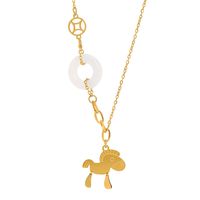 304 Stainless Steel Jade 18K Gold Plated Vintage Style Simple Style Plating Hollow Out O-Shape Horse Pendant Necklace sku image 1