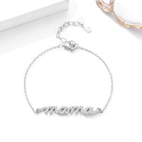 MAMA Simple Style Shiny Letter Sterling Silver Inlay Zircon Bracelets 1 Piece main image 3