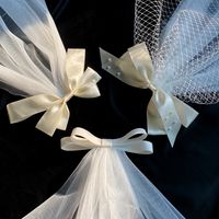 IG Style Sweet Bow Knot Cloth Pearl Hair Clip Birdcage Veils 1 Piece main image 5