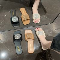 Women's Basic Solid Color Open Toe Slides Slippers main image 4