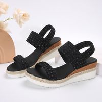 Women's Vintage Style Color Block Round Toe Open Toe Ankle Strap Sandals sku image 8