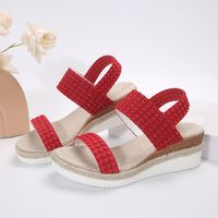 Women's Vintage Style Color Block Round Toe Open Toe Ankle Strap Sandals sku image 17