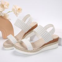 Women's Vintage Style Color Block Round Toe Open Toe Ankle Strap Sandals sku image 14