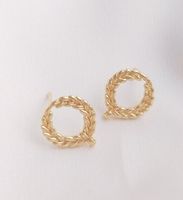 1 Pair 12.8 * Mm Alloy 14K Gold Plated Grain Polished Earring Findings sku image 1