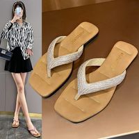 Women's Basic Color Block Open Toe Flip Flops sku image 9