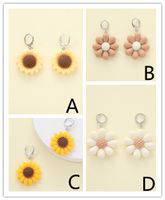 1 Pair Cute Sunflower Flower Daisy Resin Drop Earrings main image 6