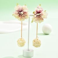 1 Pair Casual Elegant Flower Plating Cloth Drop Earrings main image 3