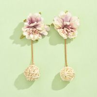 1 Pair Casual Elegant Flower Plating Cloth Drop Earrings main image 6