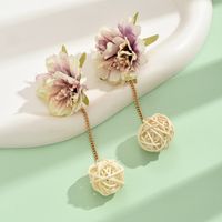 1 Pair Casual Elegant Flower Plating Cloth Drop Earrings main image 5