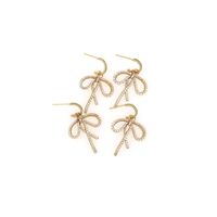 1 Pair Cute Sweet Bow Knot Copper 18K Gold Plated Ear Studs main image 5
