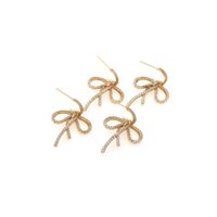 1 Pair Cute Sweet Bow Knot Copper 18K Gold Plated Ear Studs main image 4