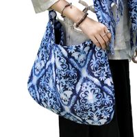 Women's Medium Polyester Cotton Geometric Color Block Vacation Square Magnetic Buckle Shoulder Bag sku image 7