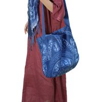 Women's Medium Polyester Cotton Geometric Color Block Vacation Square Magnetic Buckle Shoulder Bag sku image 12