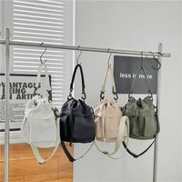 Women's Nylon Solid Color Classic Style Square String Shoulder Bag Bucket Bag main image video