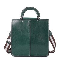 Women's Medium Leather Solid Color Vintage Style Zipper Buckle Handbag sku image 1