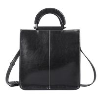 Women's Medium Leather Solid Color Vintage Style Zipper Buckle Handbag sku image 2