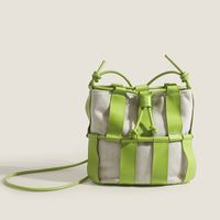 Women's Small Pu Leather Color Block Streetwear String Crossbody Bag Shoulder Bags sku image 1