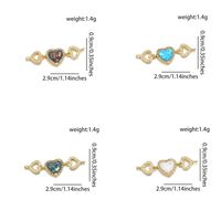 1 Piece 29 * 9mm Copper Zircon 18K Gold Plated Heart Shape Polished Connector main image 2