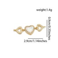 1 Piece 29 * 9mm Copper Zircon 18K Gold Plated Heart Shape Polished Connector sku image 1