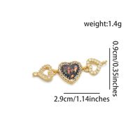 1 Piece 29 * 9mm Copper Zircon 18K Gold Plated Heart Shape Polished Connector sku image 2