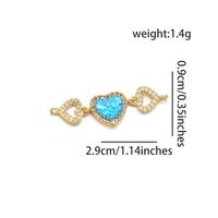 1 Piece 29 * 9mm Copper Zircon 18K Gold Plated Heart Shape Polished Connector sku image 3