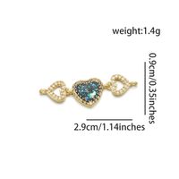 1 Piece 29 * 9mm Copper Zircon 18K Gold Plated Heart Shape Polished Connector sku image 4