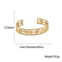 Vintage Style Simple Style Square Leaves Solid Color 304 Stainless Steel 18K Gold Plated Bangle In Bulk sku image 3