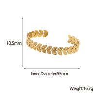Vintage Style Simple Style Square Leaves Solid Color 304 Stainless Steel 18K Gold Plated Bangle In Bulk sku image 4
