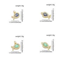 1 Piece 11 * 21mm 21 * 11mm Copper Zircon 18K Gold Plated Fish Polished Pendant main image 3