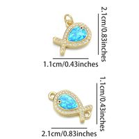 1 Piece 11 * 21mm 21 * 11mm Copper Zircon 18K Gold Plated Fish Polished Pendant main image 4