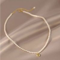 Elegant Retro Heart Shape 304 Stainless Steel Imitation Pearl Gold Plated Women's Pendant Necklace sku image 1