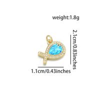 1 Piece 11 * 21mm 21 * 11mm Copper Zircon 18K Gold Plated Fish Polished Pendant sku image 3