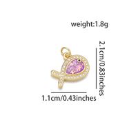 1 Piece 11 * 21mm 21 * 11mm Copper Zircon 18K Gold Plated Fish Polished Pendant sku image 5