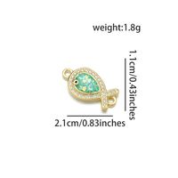 1 Piece 11 * 21mm 21 * 11mm Copper Zircon 18K Gold Plated Fish Polished Pendant sku image 9