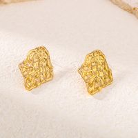 1 Pair Vintage Style Simple Style Irregular Solid Color Pleated Stainless Steel 18K Gold Plated Ear Studs main image 6