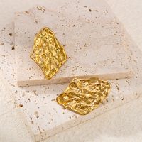 1 Pair Vintage Style Simple Style Irregular Solid Color Pleated Stainless Steel 18K Gold Plated Ear Studs main image 3