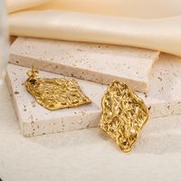 1 Pair Vintage Style Simple Style Irregular Solid Color Pleated Stainless Steel 18K Gold Plated Ear Studs main image 1