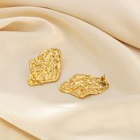 1 Pair Vintage Style Simple Style Irregular Solid Color Pleated Stainless Steel 18K Gold Plated Ear Studs main image 5