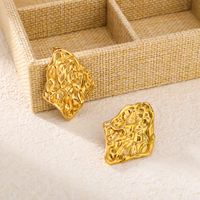 1 Pair Vintage Style Simple Style Irregular Solid Color Pleated Stainless Steel 18K Gold Plated Ear Studs main image 4