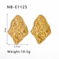 1 Pair Vintage Style Simple Style Irregular Solid Color Pleated Stainless Steel 18K Gold Plated Ear Studs main image 2
