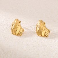 1 Pair Vintage Style Simple Style Irregular Pleated Stainless Steel 18K Gold Plated Ear Studs main image 3