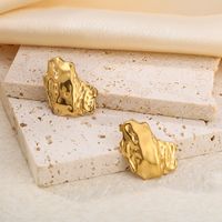 1 Pair Vintage Style Simple Style Irregular Pleated Stainless Steel 18K Gold Plated Ear Studs main image 4