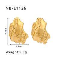 1 Pair Vintage Style Simple Style Irregular Pleated Stainless Steel 18K Gold Plated Ear Studs main image 2